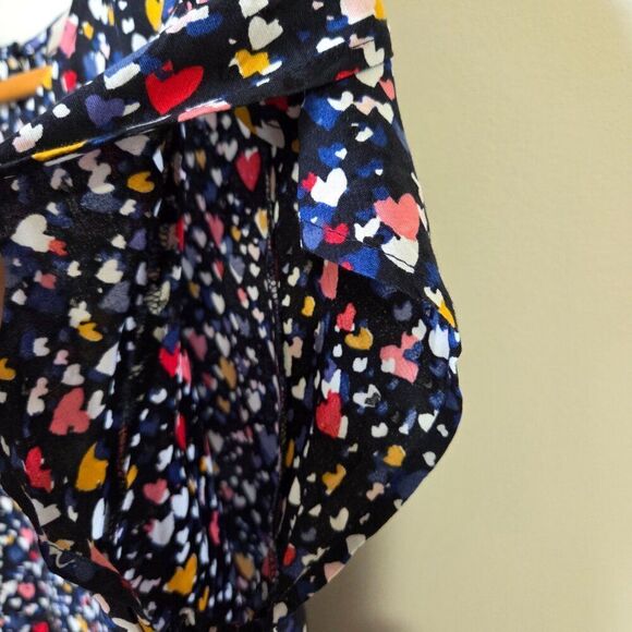 EUC LOFT HEARTS PRINT COLORFUL TOP BABYDOLL STYLE SIZE SMALL - Picture 8 of 16